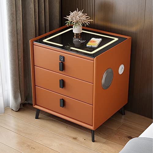 L Smart LED-Nachttisch mit USB-Aufladung, Fingerabdrucksperre, Bluetooth-Lautsprecher und dreifarbigem Licht-Organizer-Aufbewahrungsschrank für das Band-Wohnzimmer. von Generic