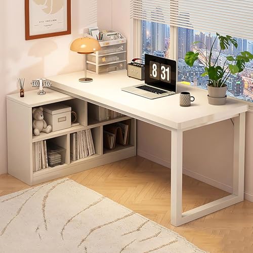 L-förmiger Computertisch mit Stauraum und wendbarem Design, modernes Holz-PC-Tisch für Home Office oder Schlafzimmer von Generic