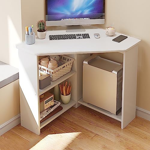 L-förmiger Gaming-Schreibtisch mit großem Stauraum – Dreieck Arbeitszimmer & Computertisch für Büro oder Zuhause – umweltfreundliches Holz – Laptop-Workstation von Generic