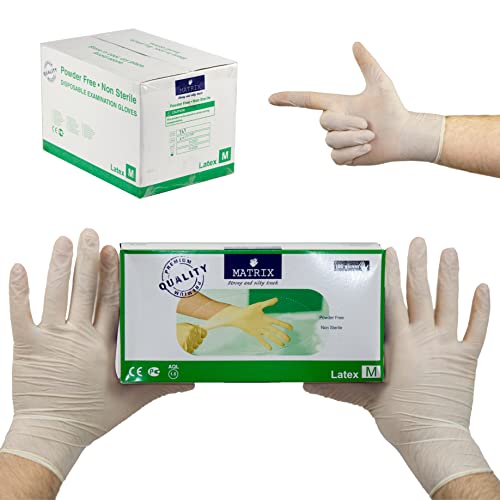 LATEX Einweghandschuhe 1000 Stück M Einmalhandschuhe | LATEX Handschuhe Gummihandschuhe Einweg Handschuhe | Puderfrei Latexhandschuhe (M, Latex, 1000) von Commerline