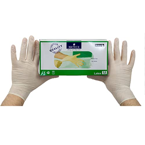 LATEX Einweghandschuhe 200 Stück M Einmalhandschuhe | LATEX Handschuhe Gummihandschuhe Einweg Handschuhe | Puderfrei Latexhandschuhe (M, Latex, 200) von Commerline