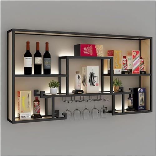 LED beleuchtetes wandmontiertes Weinregal Modernes kommerzielles Barregal Schwimmender Halter mit Display Weinflaschenregal für Home Bar Küche oder Restaurant 150x80x20cm Schwarze Farbe LED beleuchtetes wandmontiertes Weinregal Modernes kommerzielles Barregal Schwimmender Halter mit Display Weinflaschenregal für Home Bar Küche oder Restaurant 150x80x20cm Schwarze Farbe von Generic