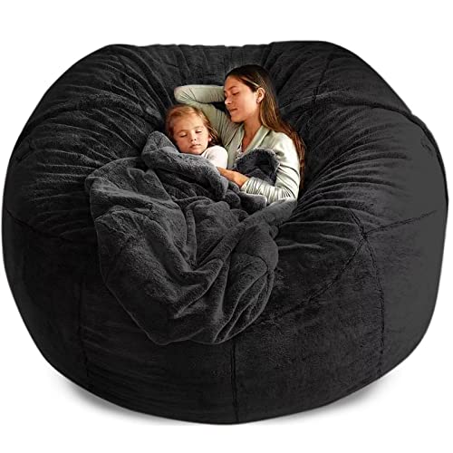 LHXY Sitzsack, 5ft Bean Bag Cover,Sitzsack Erwachsene Flauschig Chair Riesen Sitzsack Bezug Ohne Füllung XXL Giant Sofa (No Filling) Plüsch Gaming Extra Groß Lazy Bag,schwarz von Generic