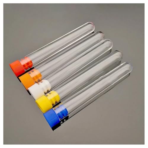 Laborglaswaren 100 teile/los Durchsichtigen Kunststoff Reagenzgläser Mit Kunststoff Farbe Push-Cap Runden mit flachem boden Zentrifuge Reagenzgläser for Experimente(16x100mm) von Generic