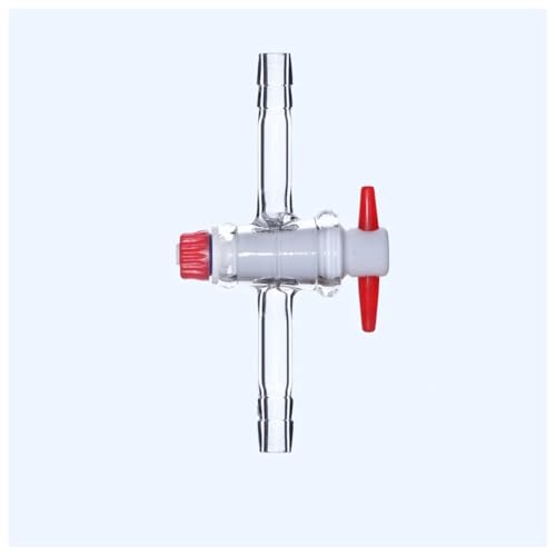Laborglaswaren 2,5/4/6/8 mm Rohr 7/10/13 mm gerades T-Stück Boro. Glas Vakuum Kolben Ventil Wasserhahn Wasserhahn Labor Glassare Experiment(13mm Barb Tee PTFE) von Generic