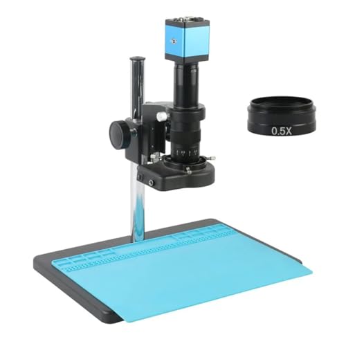 Labormikroskop-Teile 1080P 2K 48MP 4K HDMI USB VGA Industrielle Zoom 180X 300X Video Mikroskop Kamera 0,5 X objektiv for PCB Uhr Telefon Löten(14MP HDMI VGA,500X) von Generic