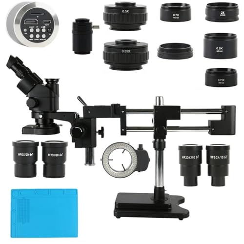 Labormikroskop-Teile 3,5X-180X Schiebe Doppel Boom Arm Basis Simul Brenn Industrielle Labor Schmuck Telefon Uhr Reparatur Stereo Trinokular Mikroskop Set(48MP 4K HDMI TYPE-C A) von Generic