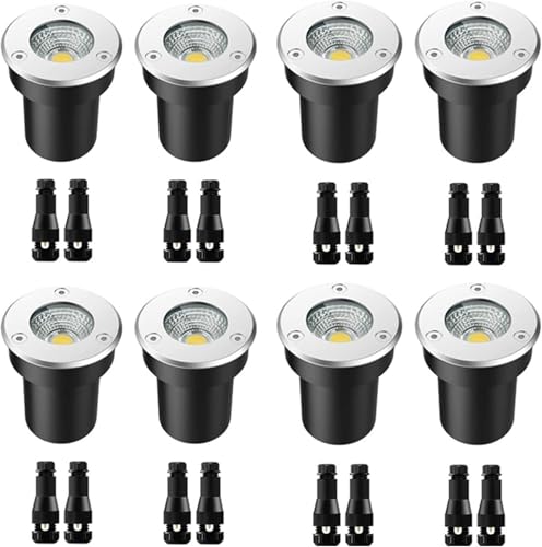 Ladscape Lightig Led Well Lights Mit Coectors Groud Lights Ip67 Wasserdicht Warmweiß 12v Niederspannung Für Einfahrt, Deck, Stufe, Garde Außenbeleuchtung, Warm White Light, 3W Ladscape Lightig Led Well Lights Mit Coectors Groud Lights Ip67 Wasserdicht Warmweiß 12v Niederspannung Für Einfahrt, Deck, Stufe, Garde Außenbeleuchtung, Warm White Light, 3W von Generic