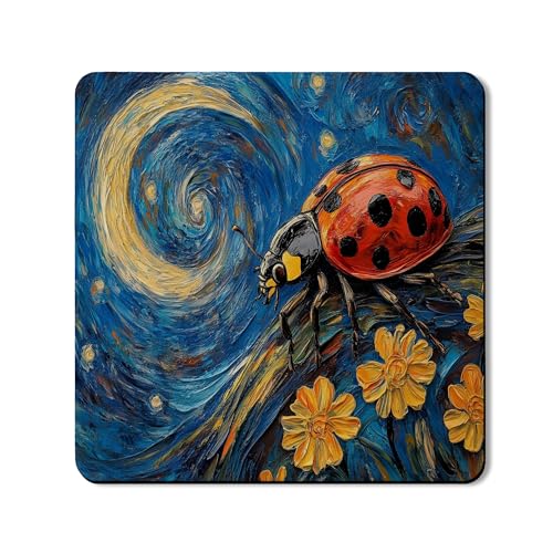 Ladybug Waschtrockner Top Protector Matte, Swirly Artistic Floral Waschmaschine Staubschutz Abdeckung Frühling Thema Gummi Anti-Rutsch Wasserdicht Wasch- und Trocknermatten für Waschküche 61 x 61 cm von Generic
