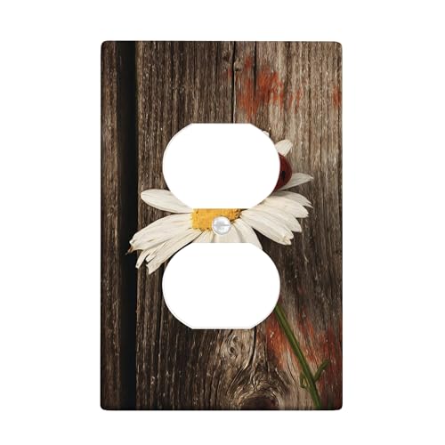 Ladybug und Chrysantheme Lichtschalter-Abdeckplatte, rustikales braunes Holzdesign, Frühlingsblumen-Dekor, thermoplastische Wandplatten, Standardgröße, Einzel-Duplex-Steckdose Ladybug und Chrysantheme Lichtschalter-Abdeckplatte, rustikales braunes Holzdesign, Frühlingsblumen-Dekor, thermoplastische Wandplatten, Standardgröße, Einzel-Duplex-Steckdose von Generic