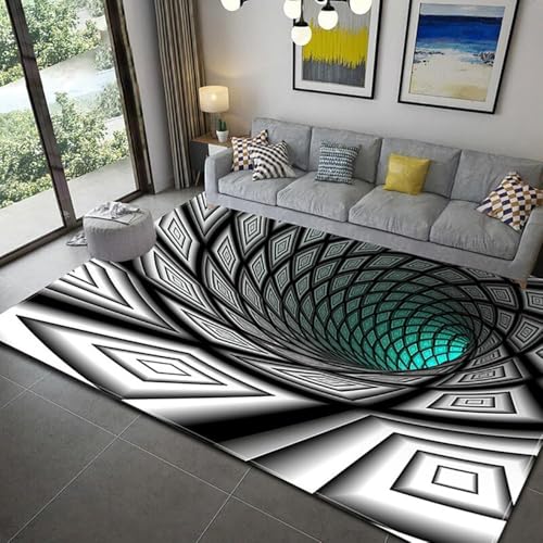 Läufer Teppich 3D Optische Täuschung rutschfest Kinder Spielzimmer Schlafzimmer Boden Rechteckige Teppiche (U,160 * 200cm) von Generic