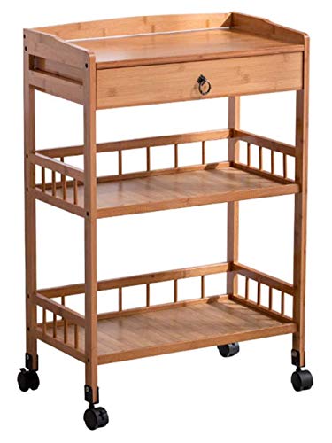 Lagerwagen, Friseurwagen, Servierwagen, Küchenwagen, 3-stufiges Lagerregal für Wohnzimmer, Wagen, Lagerschrank für Zuhause, mobil, helle Farbe (helle Farbleitplanke) von Generic