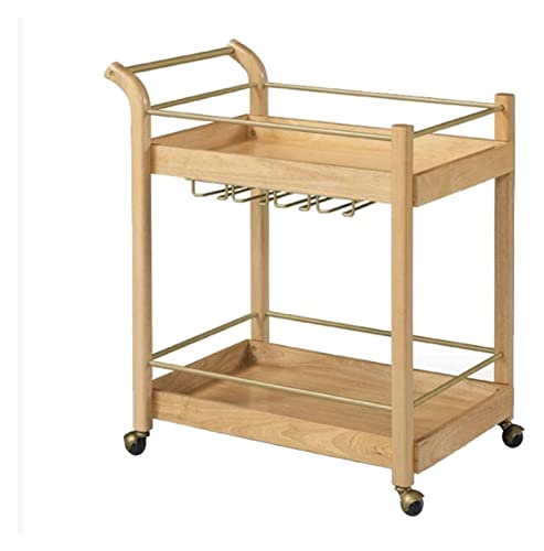 Lagerwagen Bar-Servierwagen für Zuhause, Hotel, Restaurant, Servierwagen aus Massivholz, Barwagen mit 3-stufigen Lagerregalen, Kücheninselwagen mit Weinglashalter, Ha von Generic