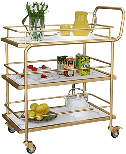 Lagerwagen Getränkewagen Gold Barwagen auf Rädern 2/3-stufiger Servierwagen mit feststellbaren Rollen Lagerwagen für Küche und Wohnzimmer, Mehrzweckregal aus Holz und Metall,White-3-T Lagerwagen Getränkewagen Gold Barwagen auf Rädern 2/3-stufiger Servierwagen mit feststellbaren Rollen Lagerwagen für Küche und Wohnzimmer, Mehrzweckregal aus Holz und Metall,White-3-T von Generic