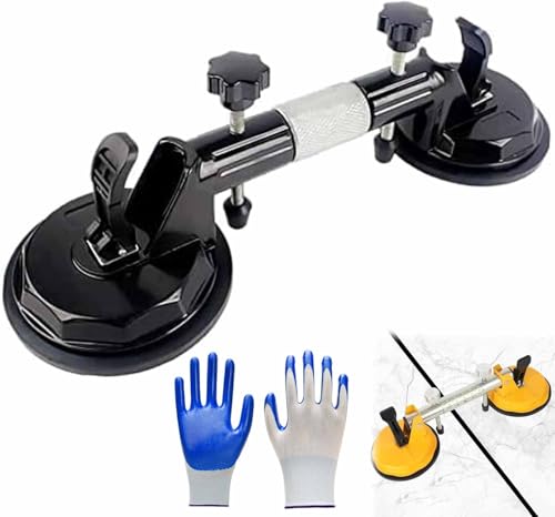 Laminatbodenlücken-Reparaturwerkzeug, Bodenspalt-Reparatur-Set mit Saugnapfwerkzeug und Gummihammer für schwimmende Holzböden, professionelles Handwerkzeug, maximale Belastung 68 kg (schwarz) von Generic