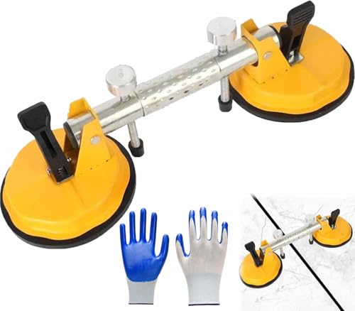 Laminatbodenlücken-Reparaturwerkzeug, Bodenspalten-Reparatur-Set mit Saugnapfwerkzeug und Gummihammer für schwimmende Holzböden, professionelles Handwerkzeug, maximale Belastung 68 kg (gelb) von Generic