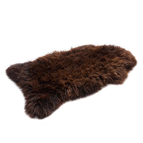 Lammfell Braun 90 x 100 cm - Flauschig Schaffell Echt - Weich Lammfell Echt - Deko Fell Schlafzimmer - Natürliche Lammfell Teppich Wohnzimmer - Lammfelle - Naturfell von Generic