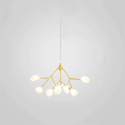 Lampe Pendelleuchte Firefly Nordic Creative Pendelleuchte Tree Branch Leaf Suspension Deckenleuchte für Wohnzimmer Schlafzimmer Restnt,Black+WhiteLight-9Heads von Generic