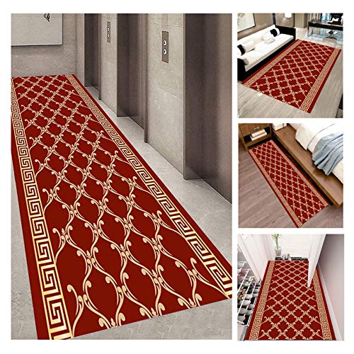 Lange Flur Teppiche Teppich, Bordered Design Anti-Rutsch Langlebig Einfach Zu Reinigen Für Wohnzimmer Boden Eingang, Stapel 0.6Cm/a/90X100Cm von Generic
