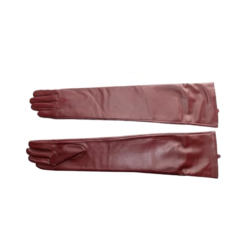 Lange Lederhandschuhe Für Damen Über Dem Ellenbogen, Modische Touchscreen-Handschuhe Aus Schaffell 60cm fleece lining2 9 von Generic