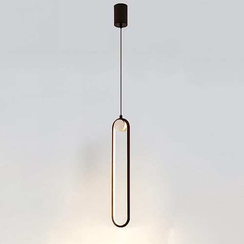 Lange Ring-Pendelleuchte, lineare Metall-Hängelampe mit Silikonschirm, Moderne LED – 18 W, Nachttisch-Hängelampen, ultradünne Design-Hängeleuchten für Schlafzimmer, Wohnzimmer von Generic