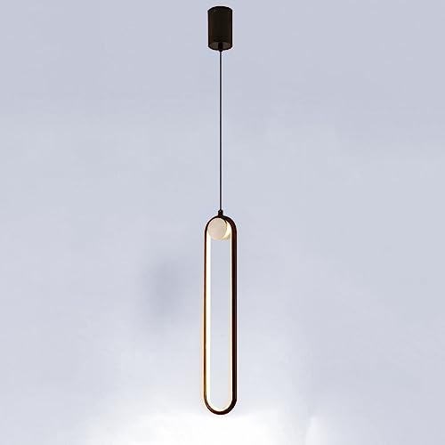 Lange Ring-Pendelleuchte, lineare Metall-Hängelampe mit Silikonschirm, Moderne LED – 18 W, Nachttisch-Hängelampen, ultradünne Design-Hängeleuchten für Schlafzimmer, Wohnzimmer von Generic