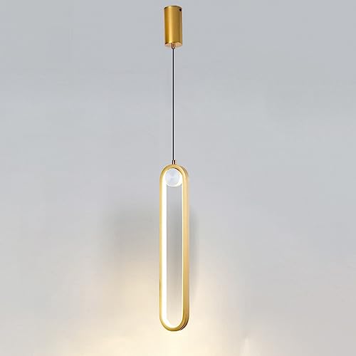 Lange Ring-Pendelleuchte, lineare Metall-Hängelampe mit Silikonschirm, Moderne LED – 18 W, Nachttisch-Hängelampen, ultradünne Design-Hängeleuchten für Schlafzimmer, Wohnzimmer von Generic