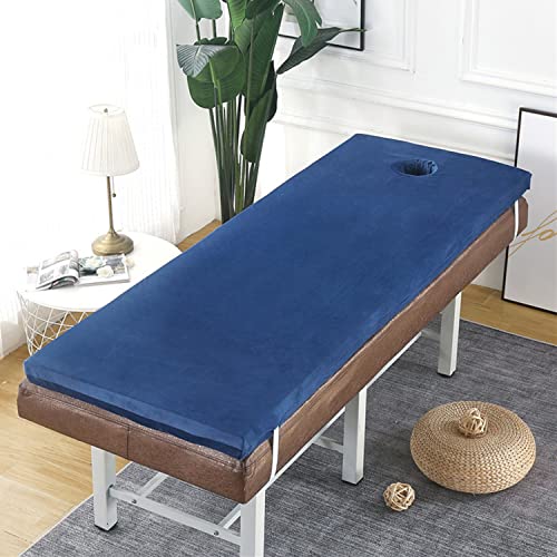 Lash Bed Topper Mit Waschbarem Bezug, 2,7 Zoll Dicke Massage-/Spa-Tischauflage Mit Atemloch, Faltbare Schlafunterlage Für Unterwegs Mit Gummibändern (Ohne Bett)/Navy Blue/80 * 190Cm von Generic
