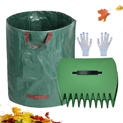 Laubbesen mit ergonomischem Griff, große Handrechen | Krallenblätter mit ergonomischem Griff | Entsorgung von Schmutz und Gartenabfällen mit Müllsack p von Generic