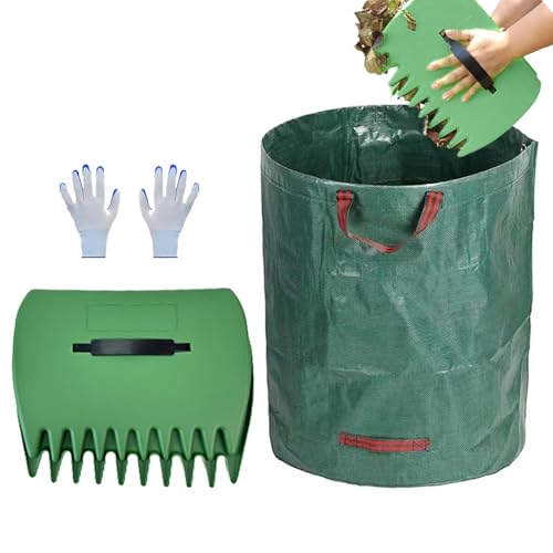 Laubbesen mit ergonomischem Griff, große manuelle Rechen - Laubsammler mit Müllsack - Entfernen von Schmutz und Gartenabfällen mit Müllsack von Generic
