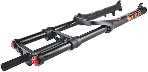 Lavse 20 Ih Elektrofahrrad Federgabel 4.0 Reifen Fat Bike Gabel 160mm Federweg Doppelschulter Luftgabel Zugstufe Einstellbar 1-1/8'' Fahrrad Vorderradgabel Qr Achse, Black Orange 20'' von Generic