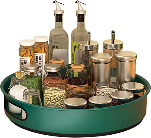 Lazy Susan Drehteller, 360 Grad Drehteller Organizer, Metall Gewürzregal Drehbar für Küche Speisekammer Schrank Schrank Tisch Arbeitsplatte (31cm- Grün) von Generic