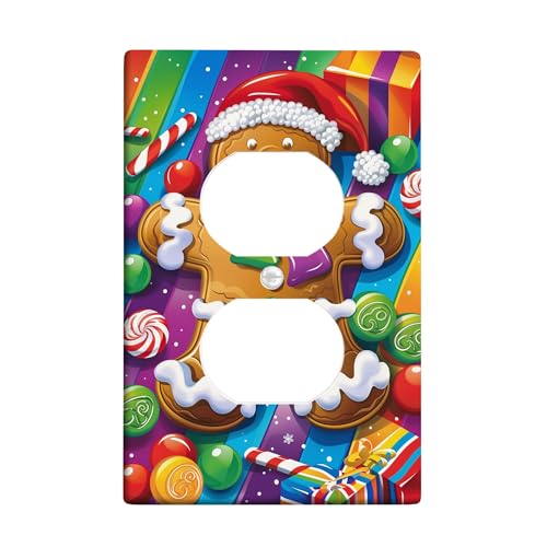 Lebkuchen-Lichtschalter-Abdeckplatten/Steckdosenabdeckungen, buntes Süßigkeiten-Design für festliche Dekoration, thermoplastische Wandplatten, Standardgröße, Einzel-Duplex-Steckdose Lebkuchen-Lichtschalter-Abdeckplatten/Steckdosenabdeckungen, buntes Süßigkeiten-Design für festliche Dekoration, thermoplastische Wandplatten, Standardgröße, Einzel-Duplex-Steckdose von Generic