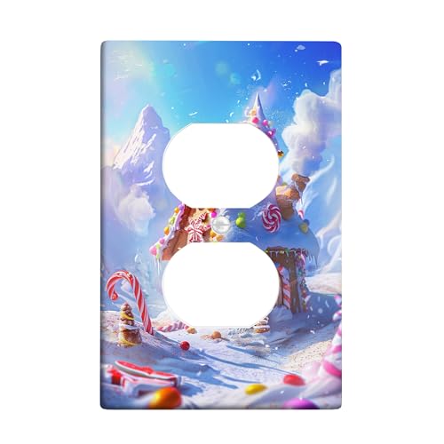 Lebkuchenhaus-Lichtschalter-Abdeckplatte, buntes Winterwunderland-Design für Urlaubsdekoration, thermoplastische Wandplatten, Standardgröße, Einzel-Duplex-Steckdose Lebkuchenhaus-Lichtschalter-Abdeckplatte, buntes Winterwunderland-Design für Urlaubsdekoration, thermoplastische Wandplatten, Standardgröße, Einzel-Duplex-Steckdose von Generic