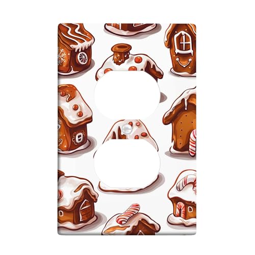 Lebkuchenhaus-Lichtschalter-Abdeckplatten/Steckdosenabdeckungen, braune Winterferiendekoration, thermoplastische Wandplatten, Standardgröße, Einzel-Duplex-Steckdose Lebkuchenhaus-Lichtschalter-Abdeckplatten/Steckdosenabdeckungen, braune Winterferiendekoration, thermoplastische Wandplatten, Standardgröße, Einzel-Duplex-Steckdose von Generic
