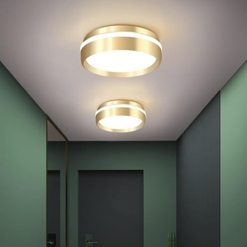 Led Deckenleuchte 20cm Golden 12w Weißes Licht 6000k Rund Moderne Lampe Flur Balkon Badezimmer Schlafzimmer Küche Wohnzimmer Anbauleuchte Acryl von Generic