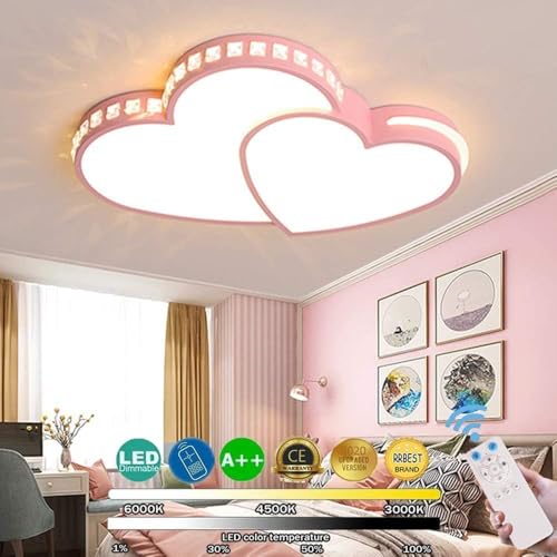Led Deckenleuchte Moderne Junge Mädchen Kristall Deckenleuchten 3000k-6000k Cartoons Augenschutz Schlafzimmer Kinderzimmer Wohnzimmerbeleuchtung, Dimmbar Mit Fernbedienung Kro, Pink, 62CM/36W Led Deckenleuchte Moderne Junge Mädchen Kristall Deckenleuchten 3000k-6000k Cartoons Augenschutz Schlafzimmer Kinderzimmer Wohnzimmerbeleuchtung, Dimmbar Mit Fernbedienung Kro, Pink, 62CM/36W von Generic