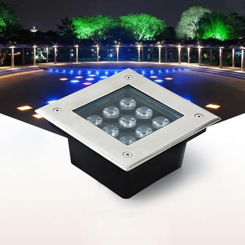 Led-Garten-vergrabenes Licht Unterirdisches Licht Einbauleuchte In Bodenleuchten Ip66 wasserdichte Quadratische Landschaftsleuchten Für Einfahrt Schritt Außenweg Einfahrt Deck, Blue, 12W von Generic