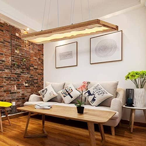 Led Hängeleuchte Holz Hängelampe Rustikale Esstisch Pendelleuchte Deckenleuchte 40w Dimmbare Harzlampe Höhenverstellbar Küche Büro Cafe Esszimmer Kronleuchter Wohnzimmer Dekorieren von Generic