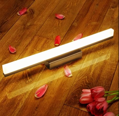 Led Spiegelleuchte Badezimmerlampe Badezimmerleuchte Waschtischleuchte Kaltweiß 6000k Wasserdicht Anti Fog Edelstahl Spiegellampe Badezimmer Wandleuchte Badezimmerlampe Schminklicht, Silver, 40cm von Generic