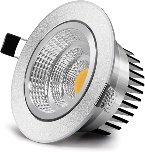 Led-deckeneinbaustrahler Silber Rund Dimmbar Led-einbauleuchte Cob Downlight 6w/9w/12w/18w Led-deckeneinbauleuchte, 9w Dimmer, Warm White Led-deckeneinbaustrahler Silber Rund Dimmbar Led-einbauleuchte Cob Downlight 6w/9w/12w/18w Led-deckeneinbauleuchte, 9w Dimmer, Warm White von Generic