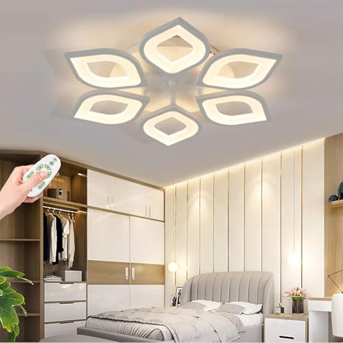 Led-deckenleuchte Mit Fernbedienung Dimmbare Deckenleuchte Modernes Blattdesign Acryl Pendelleuchte Innenbeleuchtung Wohnzimmer Schlafzimmer Esszimmer Küche Büro Dekoration Kronleu, 6 Heads von Generic