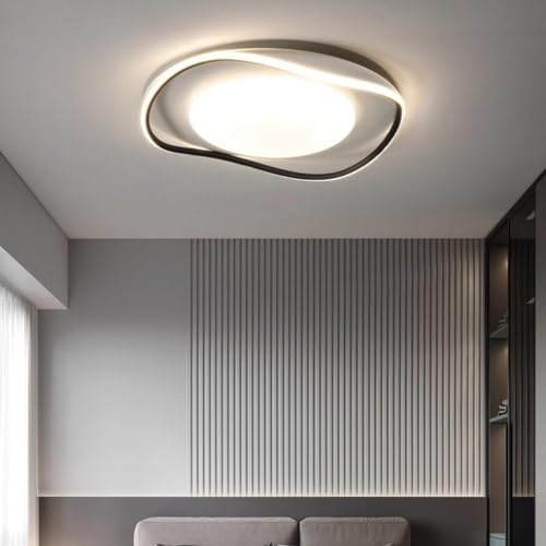 Led-deckenleuchte Moderne Dimmbare Deckenleuchte Mit Fernbedienung 3000k-6000k Wohnzimmerlampe Kreativität Acryl Kurve Design Schlafzimmer Restaurant Kinderzimmer Dekoration Beleuchtu, Black, 50CM von Generic