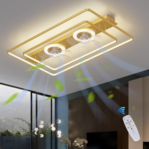 Led-deckenventilator Mit Licht, Neue Doppelventilator Design Deckenleuchte Große Wohnzimmerlampe Esstisch Ventilator Decke, Fernbedienung Ruhige Moderne Schlafzimmer Kinderzimmerlampe, Gold/90cm Led-deckenventilator Mit Licht, Neue Doppelventilator Design Deckenleuchte Große Wohnzimmerlampe Esstisch Ventilator Decke, Fernbedienung Ruhige Moderne Schlafzimmer Kinderzimmerlampe, Gold/90cm von Generic