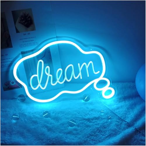 Led-wanddekoration Neon-schildleuchte Mit Dimmbarem Schalter |acryl Platte Wolke Form Neon Zeichen |USB-betriebenes Nachtlicht Für Das Hochzeitsschlafzimmer-café, Blue (B)-Dream von Generic