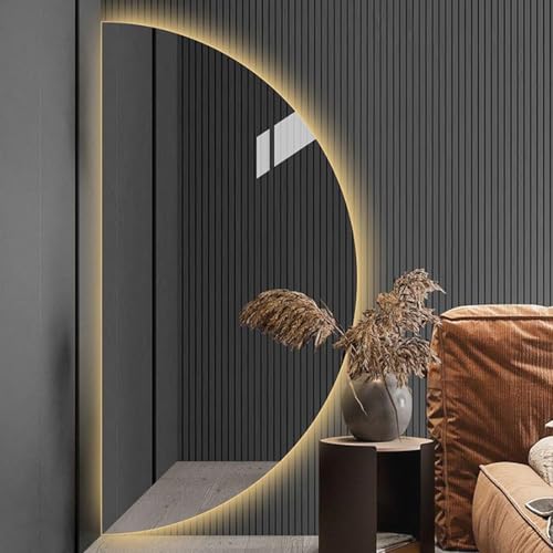 Led-wandspiegel, Rahmenloser Badezimmerspiegel, Kosmetikspiegel, Sigle-Touch-Schalter, DREI Lichter, Einstellbare Helligkeit, Sicher Und Explosionssicher, Right Semicircle, 40 * 60cm von Generic