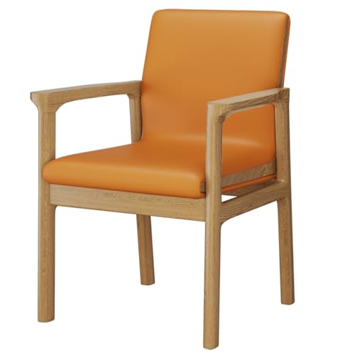 Leder-Esszimmerstuhl, Mid Century Modern Esszimmerstühle, Leder-Akzentstuhl, Küchen-Esszimmerstühle, Sessel mit Holzbeinen, gepolsterter Wohnzimmerstuhl fürs Büro von Generic