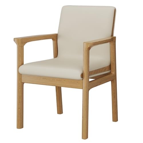 Leder-Esszimmerstuhl, Mid Century Modern Esszimmerstühle, Leder-Akzentstuhl, Küchen-Esszimmerstühle, Sessel mit Holzbeinen, gepolsterter Wohnzimmerstuhl fürs Büro von Generic
