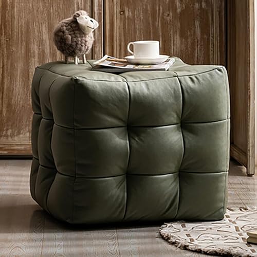 Leder Ottoma Fußstütze Hocker, Einfarbiger Fußhocker Würfel Ottoma Pouf, Moder Couchhocker Bequemer Ottoma Für Livig Zimmer Schlafzimmer-dunkelgrau, Green, 45x45x45cm(18x18x18inch) von Generic