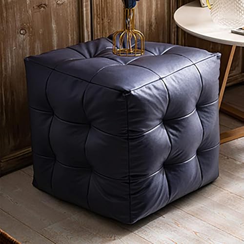 Leder Ottoma Fußstütze Hocker, Einfarbiger Fußhocker Würfel Ottoma Pouf, Moder Couchhocker Bequemer Ottoma Für Livig Zimmer Schlafzimmer-dunkelgrau, Navy Blue, 45x45x45cm(18x18x18inch) von Generic